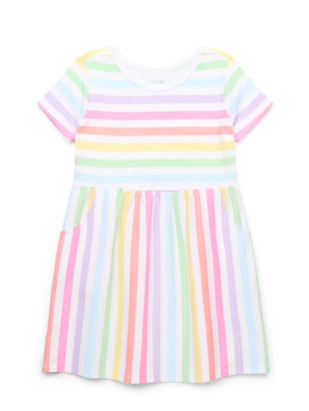 Garanimals Girls' Rainbow Pastel Stripe Short Sleeve Dress